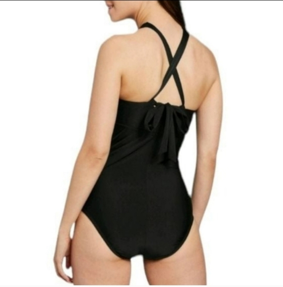 Kona Sol Black Multi-Way Convertible Keyhole Cross Neck Medium Swimsuit Medium - Picture 3 of 11